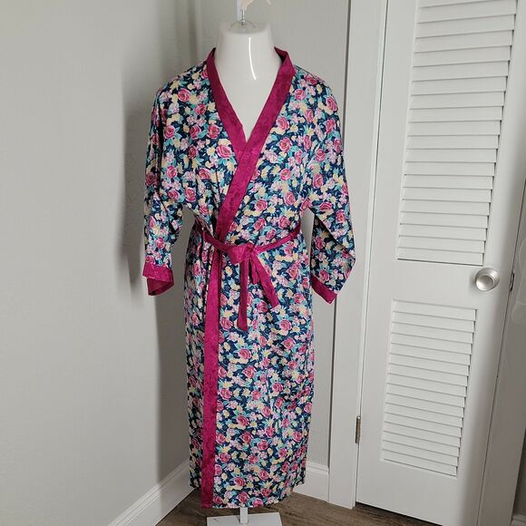 Today Tonight Vintage Nightgown Lingerie Robe ~ Sz M ~ Floral ~ Pinks Blues - Picture 2 of 6
